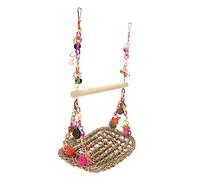 Yctze Colorful Seagrass Bird Swing with Rattan Balls - Double Layer Hammock and Wood Perch for Fun and Engaging Pet Bird Activity