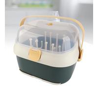 Yctze Compact Nursing Bottle Storage Box - Thickened Plastic Baby Bottle Drying Rack for Home (New Green)