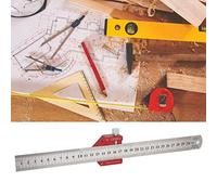 Yctze CX300-2 300mm Scribing Ruler - Woodworking Angle Measuring Tool, Aluminum Alloy, Compact Design Carpentry and Construction Projects, Marking Tool Accurate Measurements (CX300-2)