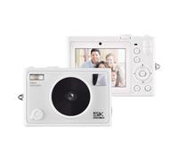 Yctze Digital Camera, Video Camera, 5K WiFi 72MP Dual Lens 2.8 Inch IPS Screen Auto Focus 18X Zoom Built-in Battery LED Flash Color Filters, for Birthday Festival with Students (White)