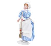 Yctze Dollhouse Miniature Porcelain Chef Doll - Charming 1:12 Scale Man Servant for Dollhouse Accessories, Poseable Ceramic Figure with Stand (maid)