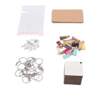 Yctze Double Sided Sublimation Blanks Sublimation Keychain Blanks MDF Double Sided Heat Transfer with Rings Tassels Cardboards Packaging Bags Crafting Heat Press Machines & (Rectangle 5.9x5.9 Inches)