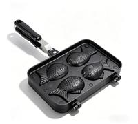 Yctze Double Taiyaki Fish Shaped Cake Maker, Non-Stick Mini Waffle Cake Maker Baking Pan with Long Handle, Electric Japanese Korean Pancake Mould for Kids & Professionals