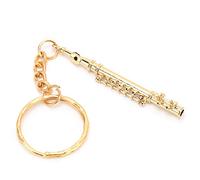 Yctze Elegant Brass Flute Keychain Musical Instrument Key Gift Decorative Ornament for Music Lovers Golden
