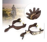 Yctze Elegant Low Carbon Steel Cowboy Horse Boot Spurs for Equestrian Competition - Rotating Gears, Black Stainless Steel, Decorative Hand Sculpture