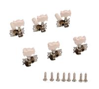 Yctze Exquisite Classical Guitar Tuning Pegs - Metal 3L3R Guitar Peg Tuners with White Plastic Buttons Easy Replacement and Fast Tuning 12 String - and Stylish Accessories
