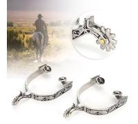 Yctze Exquisite Stainless Steel West Cowboy Boot Spurs with Elegant Pattern and Equestrian Competition and Training - Perfect Riders Seeking Control and Style