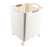 Yctze Foldable Laundry Hamper for Small Apartment Residents, Breathable Hollow Out Design Prevents Odor Buildup, Smooth Rolling with 4 Universal Lockable Wheels, Space (XL (40.9 X 25.2in))