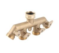 Yctze G3/4 Brass 4-Way Garden Hose Splitter with Ball Valve - Hose Adapter Water Faucet Connector for Efficient Plant Irrigation