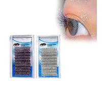 Yctze Glitter Shiny C Curl False Eyelash Extensions, 0.15mm Makeup Beauty Accessory, Silver Purple Lash Extensions (Purple)