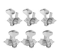 Yctze Gold Guitar Tuning Key Set 3 Left 3 Right :18 Gear Ratio Easy Install Musical Instrument Parts (Silver)
