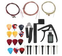 Yctze Guitar Accessories Kit - Tuner, Strings, Winder, Cutter, Pins & Picks for Electric Guitars, Ukuleles & More
