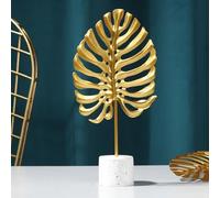 Yctze Handcrafted Iron Leaf Table Decor Sculpture - Elegant Metal Ornament for Living Room, Entryway, and Home Accent (S)