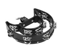 Yctze Hi Hat Tambourine with 40 Bells for Drummers Musicians and Composers Black Plastic Handheld Instrument
