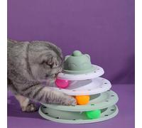 Yctze Interactive Cat Turntable Toy, 3-Tier Design for Exercise & Fun, Trackball Kitten Plaything in Green and White (Green White)