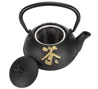 Yctze Iron Teapot, 0.3L Uncoated Iron Kettle, Fine Workmanship Tea Pot with Strainer, Cover & Plum Blossom Design, Straight Hook Spout, Ideal for Home & Tea House