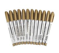 Yctze Ker Set for Greeting Cards,Scrapbook,DIY Writing and Drawing Marker,Scrapbook Marker,DIY Pen,Oil-based Ink,High-density Fiber Tips, for Wood, for Te (Gold)