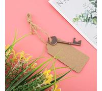 Yctze Key Shaped Bottle Opener with Tag Card and Twine for Wedding Party Favors - 50 Pcs, Vintage Style Bottle Openers for Events (50pcs + Hemp Rope + Card)
