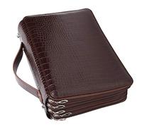 Yctze Large Capacity Colored Pencil Case 252 Hole Portable PU Storage Bag with Strap for Artists (Coffee)