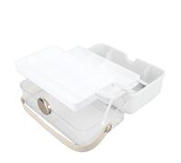 Yctze Large Capacity Cosmetic Organizer Box with Lid - Dust Proof Makeup Storage Box for Vanity, Portable Handle, Eco-Friendly Plastic for Jewelry & Hair Accessories (White)