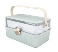 Yctze Large Capacity Cosmetic Organizer Box with Lid - Dust Proof Makeup Storage Box for Vanity, Portable Handle, Eco-Friendly Plastic for Jewelry & Hair Accessories (Green)