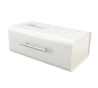 Yctze Large Capacity Iron Bread Bin with Clamshell Door - Space-Saving Bread Storage Container for Kitchen & Office (White)