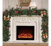 Yctze Luxurious .8m Red Berry Christmas Garland with Lights - PVC Indoor/Outdoor Decoration for Holidays (Assorted Color #87)