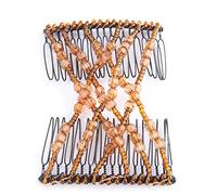 Yctze Magic Hair Comb with Beads - Stretchy Double Comb Hair Disk All Types, Creating Stylish Looks - Available in Black, Coffee, Purple, and Pink (Coffee)