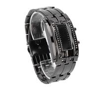 Yctze Men's LED Watch Ique Binary Time Mode Display Convex Arc Structure Silver Electronic Wrist Watch (Large 10x31cm)