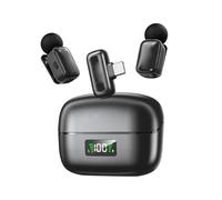 Yctze Mini Wireless Lavalier Microphone Noise Reduction Voice Changer Lapel Mic with AI Algorithm and 20H Battery Life for Video Recording Vlog Interview (Black)
