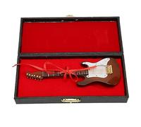 Yctze Miniature Electric Guitar Model Decoration Toy with Display Stand & Storage Box - Music Lovers - 5.5in e Coffee