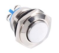 Yctze Momentary Switch Spring Return Switch Push To Make 16mm Metal Push Button Horn Shockproof Silver 1NO Screw Terminal Brass for Car Circuit Control