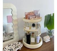 Yctze Multi-Layer 360° Rotating Cosmetic Transparent Makeup Storage Rack for Home Use (White)