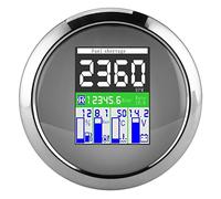 Yctze Multifunction 85mm RPM Temp Oil Pressure Fuel Meter for Car，Motorcycle，and Outboard Digital Ins Multifunction ，85mm Digital Meter，tachometer，temperature ，oi (White Dial)