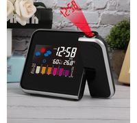 Yctze Multifunctional LCD Color Screen Electronic Alarm Clock with Projection, Weather Forecast, and Adjustable Functionality