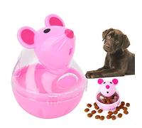 Yctze Pet Cat Dog Slow Feeder Tumbler Ball Toy - Interactive Mice Design Food Dispenser for Developing Eating Habits (Pink)
