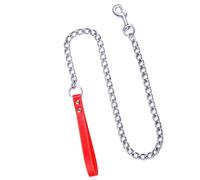 Yctze Pet Dog Walking Training Chain Lead with PU Leather Handle, 120cm Long, Anti- and Wear-Resistant Leash for Small, Medium, and Large Dogs (2.0mm*120cm)