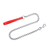 Yctze Pet Dog Walking Training Chain Lead with PU Leather Handle, 120cm Long, Anti- and Wear-Resistant Leash for Small, Medium, and Large Dogs (4.0mm*120cm)