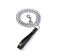 Yctze Pet Dog Walking Training Chain Lead with PU Leather Handle, 120cm Long, Anti- and Wear-Resistant Leash for Small, Medium, and Large Dogs (4.0mm*120cm)