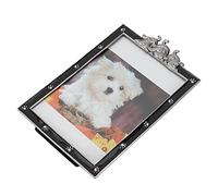 Yctze Pet Photo Frame, Rectangular 4x6 Inch Picture Frame with Stand & HD Glass Panel, for Dog Lovers, Tin Metal Memorial Portrait (Black)
