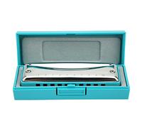 Yctze Portable 10-Hole Blues Harmonica with Stainless Steel Cover Design for Beginners and Professionals, High Gloss Finish () (Blue)