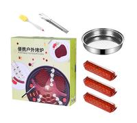 Yctze Portable BBQ Grill - Fast Ignition Smokeless Design with Scalding Prevention Cover, Charcoal Cooking, Camping, and Picnics - Includes Accessories! (28cm/11.0in Grill with 30pcs Charcoal)