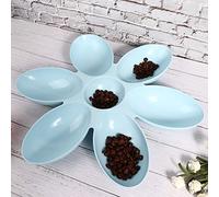 Yctze PP Pet Six Petals Multiple Case Food Feeder Water Feeding Bowl Cats and Dogs - Space-Saving Design, Eating, Available in Blue, Green, and Pink - Ideal Multiple Pet (Blue)