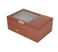 Yctze Premium Double Layer Pen Display Box - Elegant PU Leather Fountain Pen Storage Case with Large Capacity, Stationery, and Ink - Perfect Friends, Family, and Colleagues (Brown)