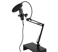 Yctze Professional USB Condenser Phone Kit with Shock Mount and Arm for PC Desktop, Ideal for Streaming and Recording (Black+Black)