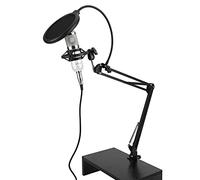 Yctze Professional USB Condenser Phone Kit with Shock Mount and Arm for PC Desktop, Ideal for Streaming and Recording (White + Silver)