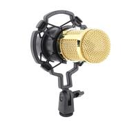 Yctze Professional Wired Condenser Microphone XLR to 3.5mm with Shock Mount for Clear Broadcast Recording (Black+Gold)