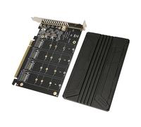 Yctze Quad M.2 NVMe to PCIe Adapter Card 32Gbps Aluminum Alloy with 4 LED Indicators for Enhanced SSD Performance and Stability