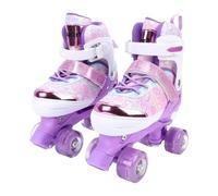 Yctze Roller Skates for Girls and Boys, 4 Size Adjustable Quad Skates, Triple Protection Rollerskates with ABEC Bearing & LED PU Light Up Wheels, Ideal for Outdoor & Indoor Sports (M)