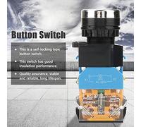 Yctze Self Locking Red Push Button Switch with LED Light, LA38-11DNZS/LAS38-11DS, /380V, 10A Current, 22mm Mount Hole, Mystical/Fantasy Retardant, Mechanical Life 1 Million